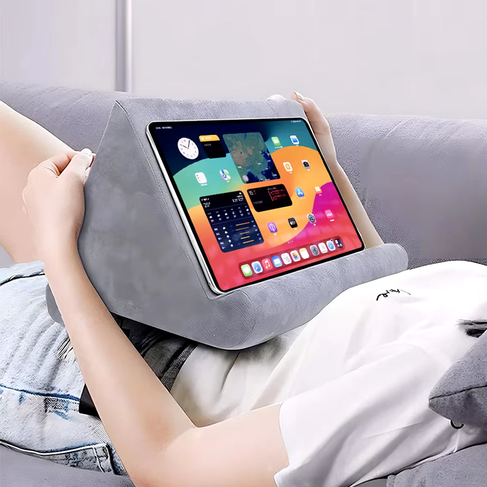 Tablet pillow holder weighted base shown from the side — At Home For You