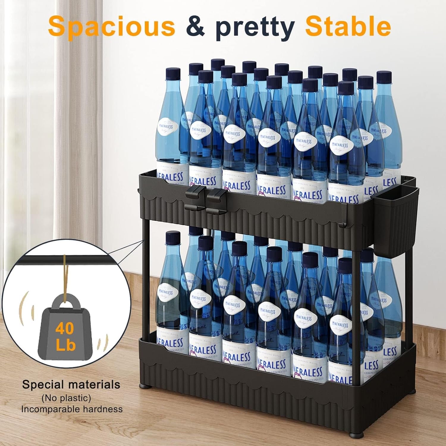 Under-sink organizer adjustable width shown from above — At Home For You
