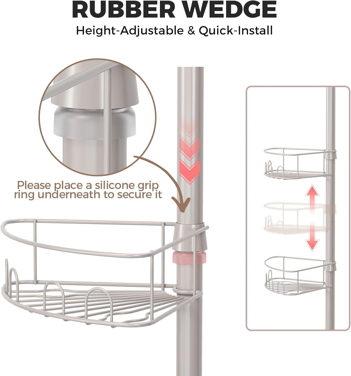 Shower caddy hidden hook holding a hand towel — At Home For You