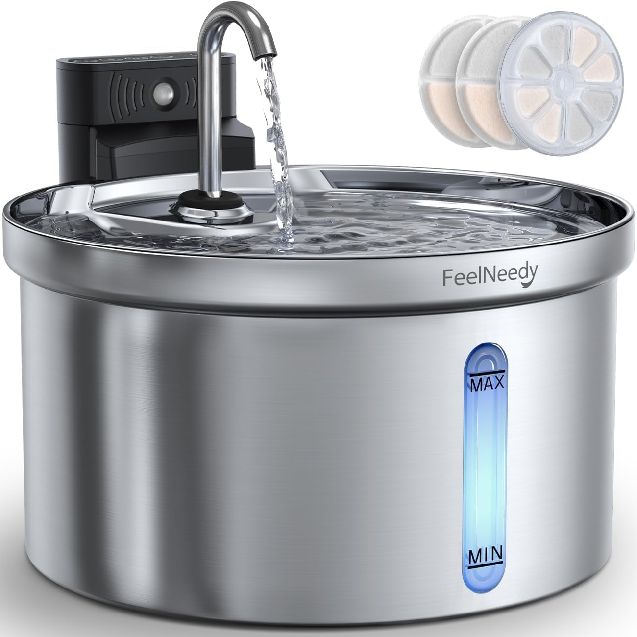 Pet water fountain carbon filter shown during replacement — At Home For You